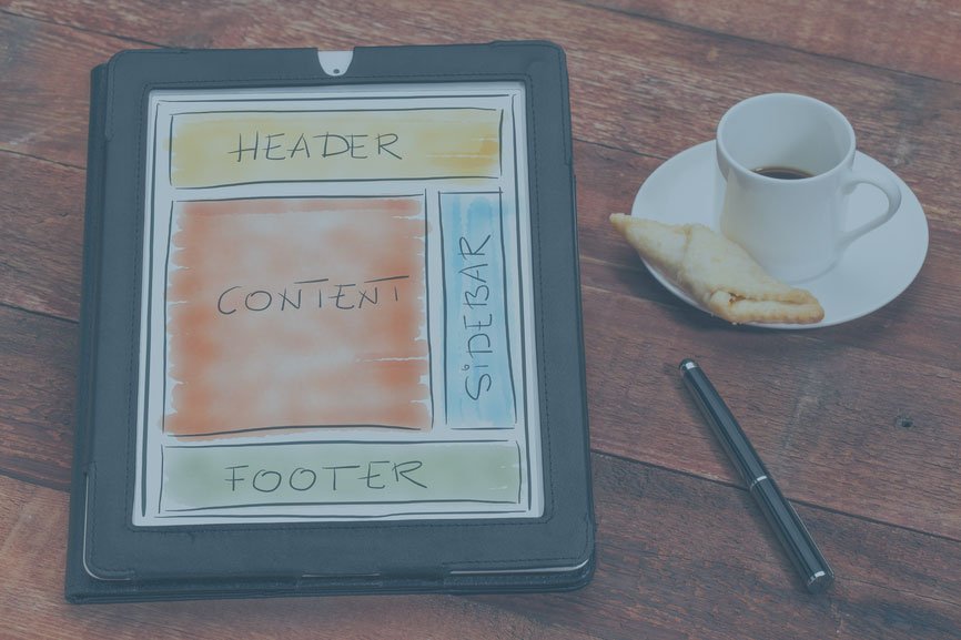 web content wireframe on tablet